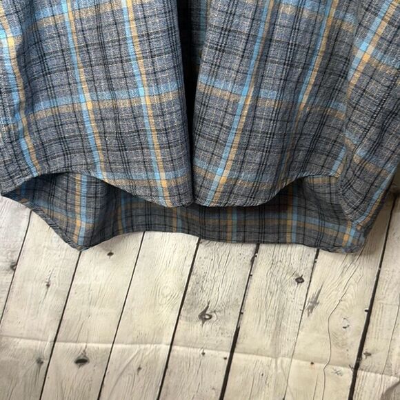 Cabelas Mens Long Sleeve Gray Blue Plaid Button Front Shirt size L Tall - Picture 3 of 9